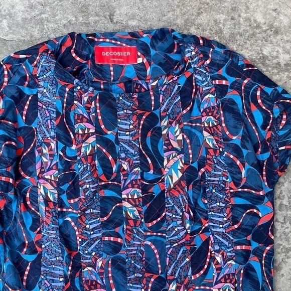 DECOSTER  cotton Abstract  print Blue  Red dress size 38 ( M ) - Picture 6 of 9